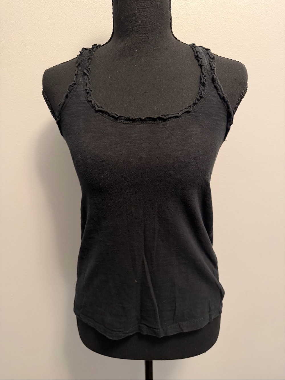 Black Raw-Edge Tank Top - Unbranded
